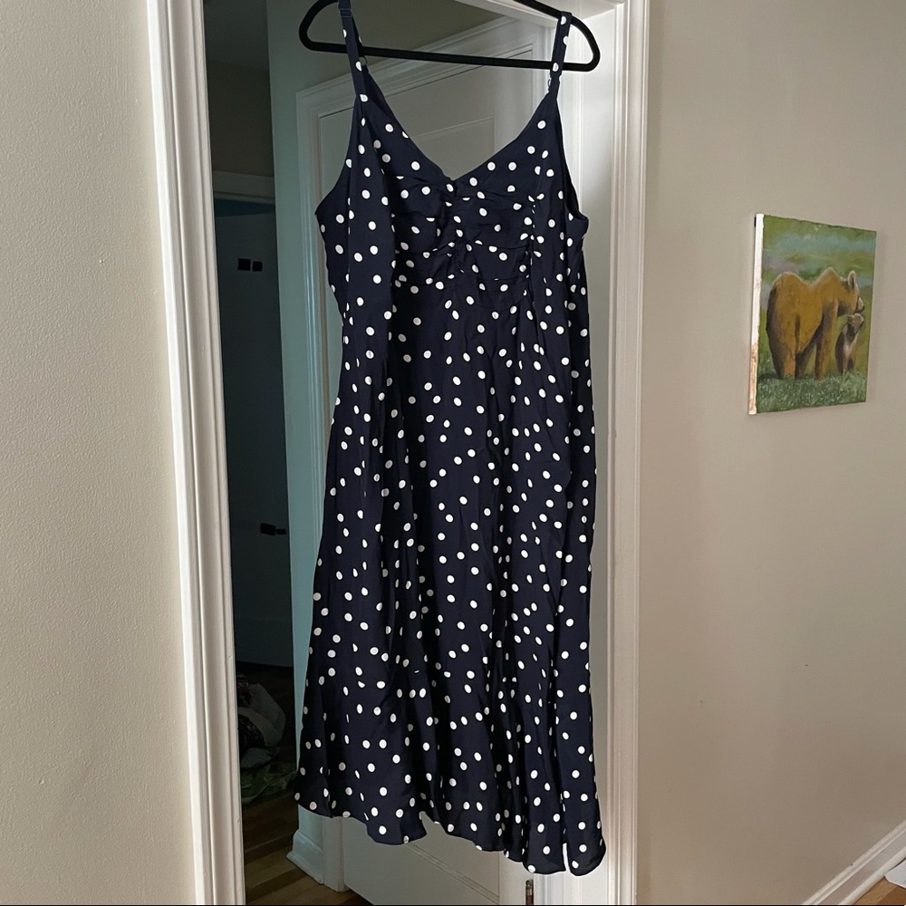Navy Blue and White Polka Dot Dress